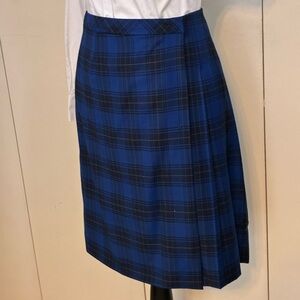 Brooks Brothers Blue and Black Plaid, Women's Wrap Around Skirt